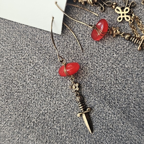 NWT Free People Siren Hoops Earrings Set 3 Pairs Gold Tone Dangle - Picture 3 of 6